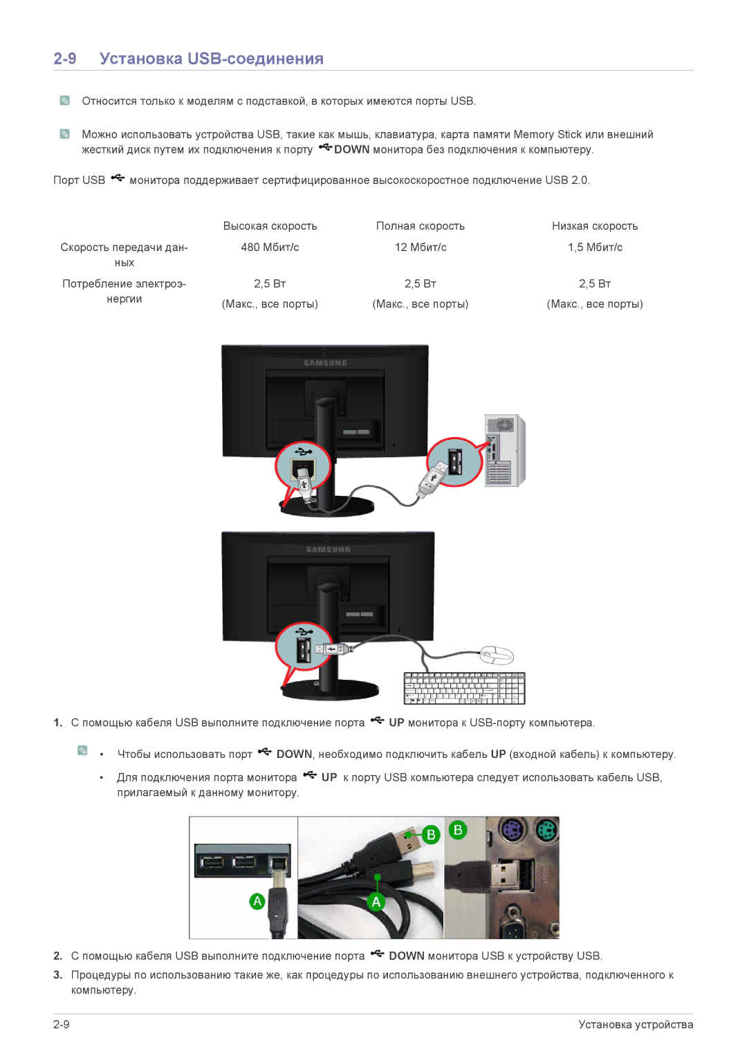 Samsung LS19CLASBUEN, LS19CLASS/EN, LS19CLASSUEN, LS20CLYSB/EN, LS22CBUMBV/EN, LS19CLYSBUEN manual Установка USB-соединения 