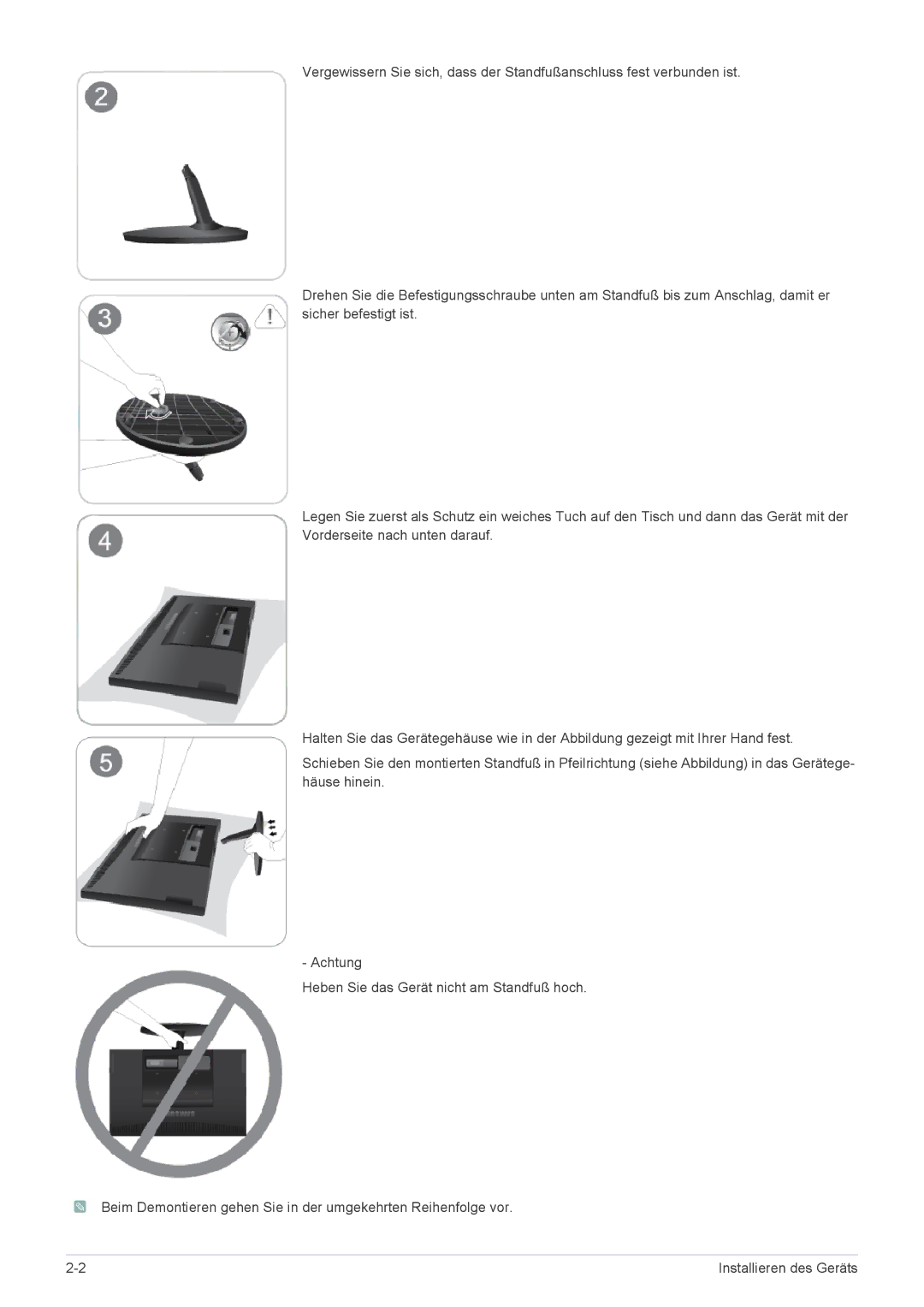 Samsung LS22CBZABV/EN, LS19CLASS/EN, LS22CBDMSV/EN, LS22CBUABV/EN, LS22CBDMBV/ZA, LS19CLASSUEN manual Installieren des Geräts 