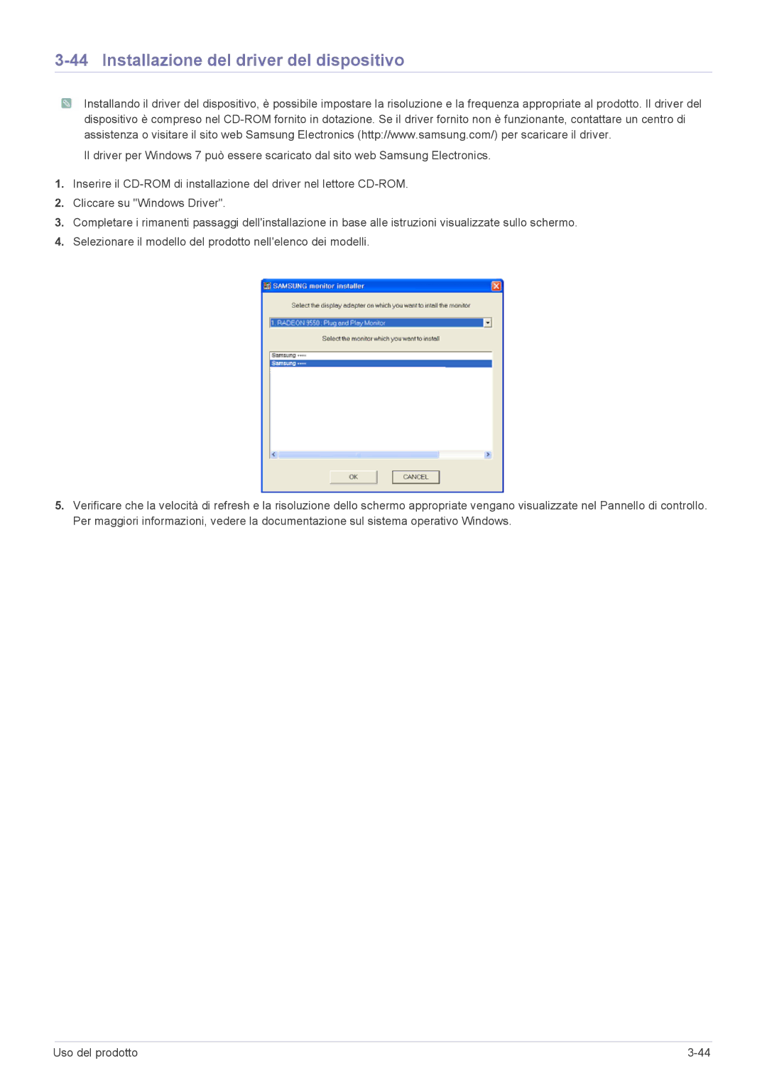 Samsung LS24CBHBB/EN, LS19CLASSUEN, LS20CLYSB/EN, LS22CBUMBV/EN, LS19CLYSBUEN manual Installazione del driver del dispositivo 