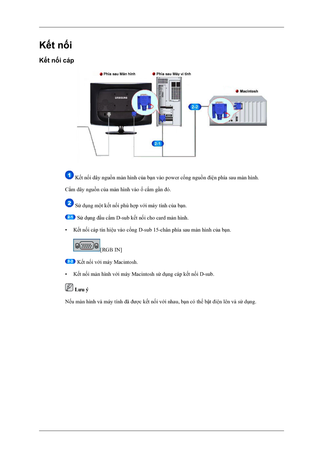 Samsung LS19CMYKFMXV manual Kết nối cáp 