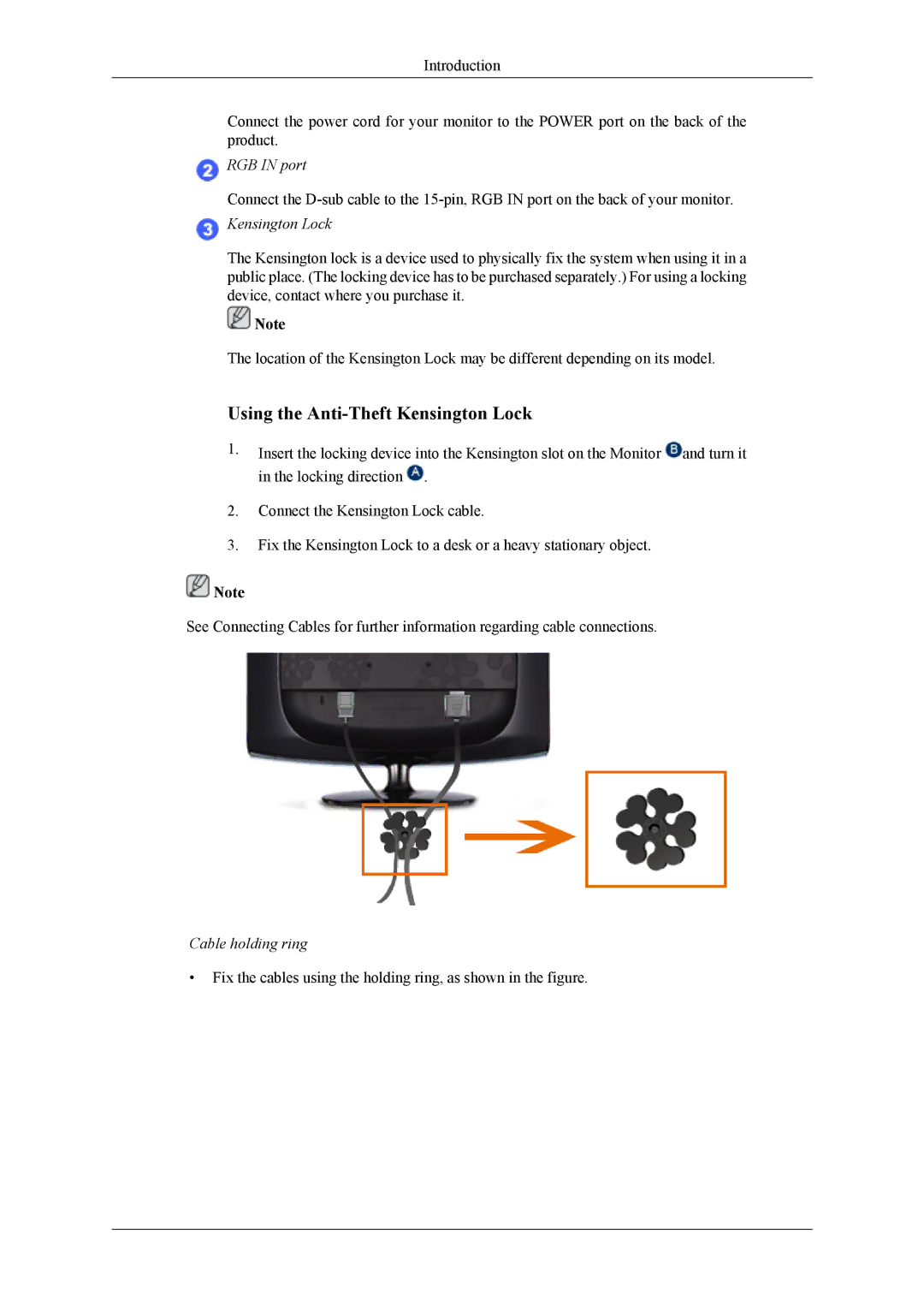 Samsung LS19CMYKFNAUEN, LS19CMYKFNA/EN, LS19CMYKF/EN, LS19CMYKFZ/EN, LS19CMYKFZ/CT manual Using the Anti-Theft Kensington Lock 