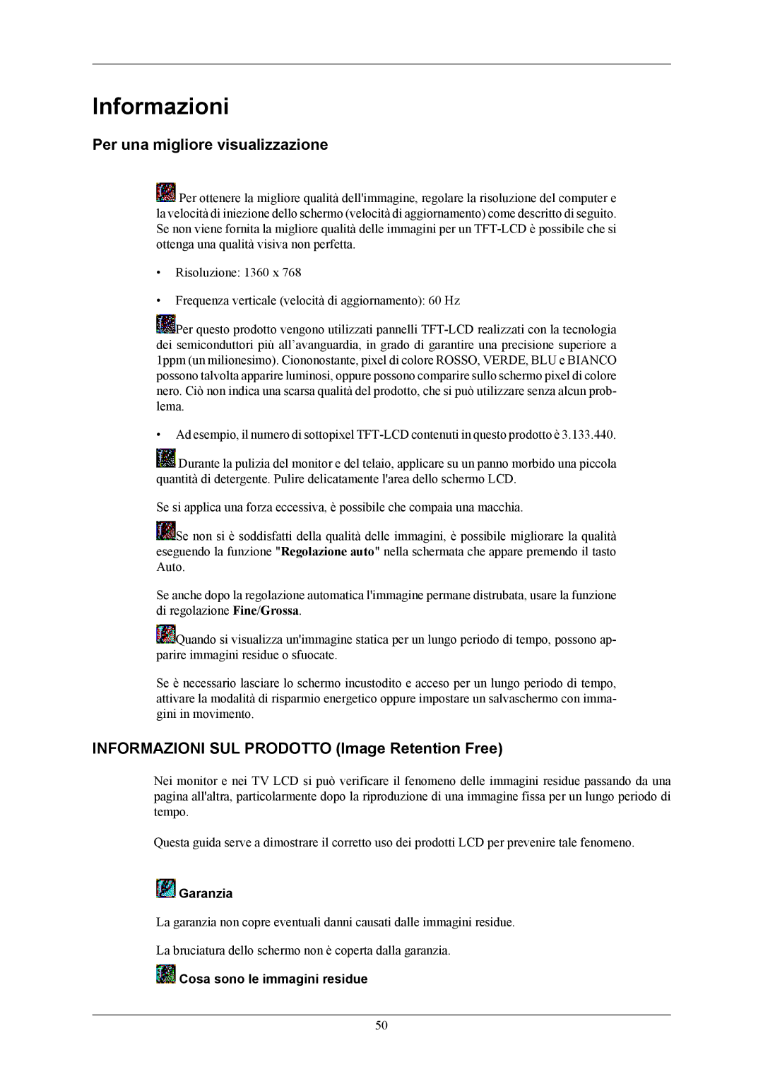 Samsung LS19CMYKF/EN, LS19CMYKFNA/EN Per una migliore visualizzazione, Informazioni SUL Prodotto Image Retention Free 