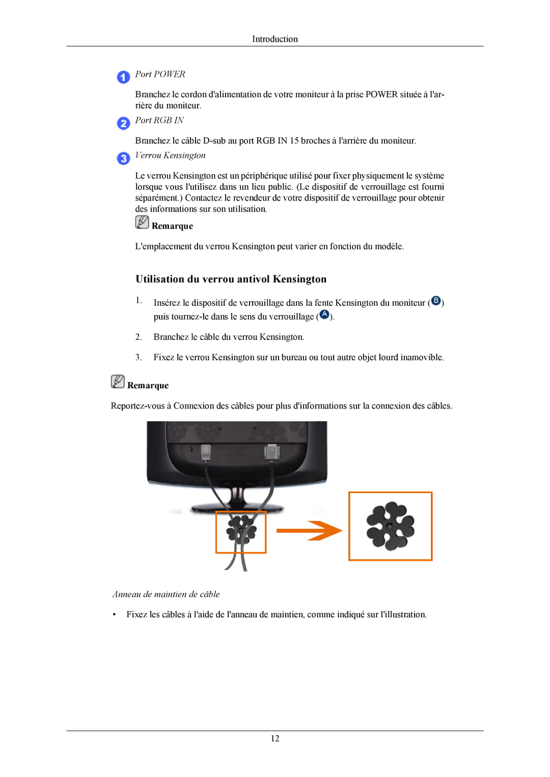 Samsung LS19CMYKF/EN, LS19CMYKFNA/EN, LS19CMYKFZ/EN manual Utilisation du verrou antivol Kensington 