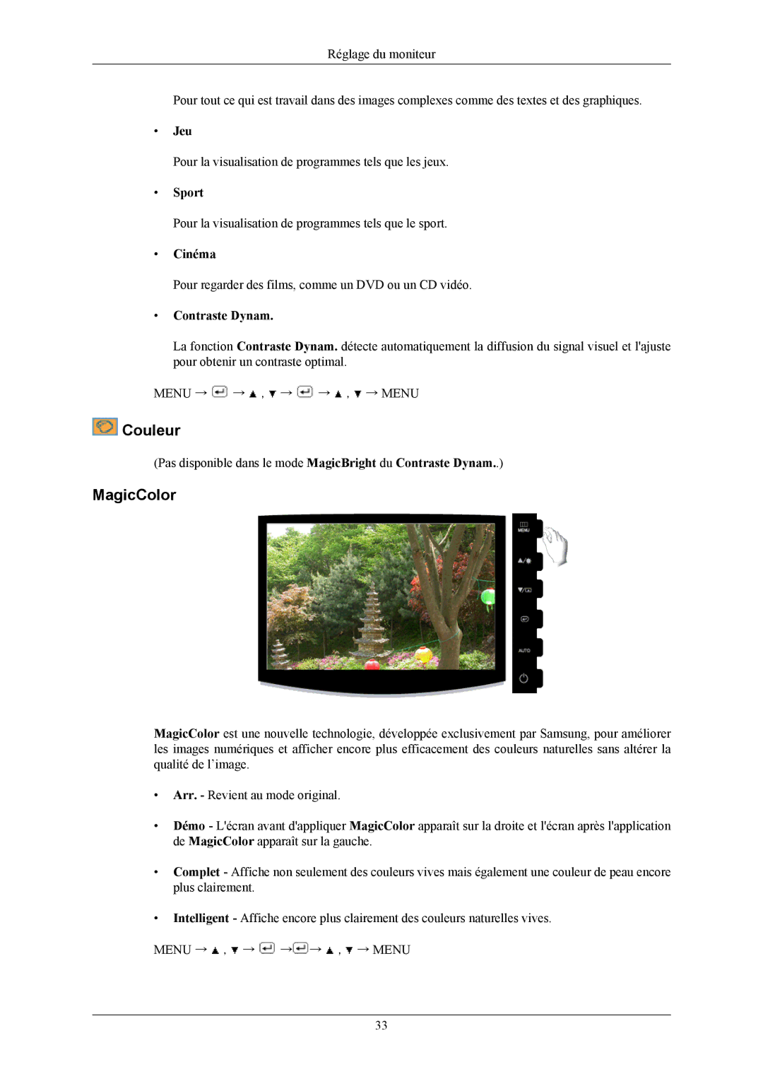 Samsung LS19CMYKF/EN, LS19CMYKFNA/EN, LS19CMYKFZ/EN manual Couleur, MagicColor 