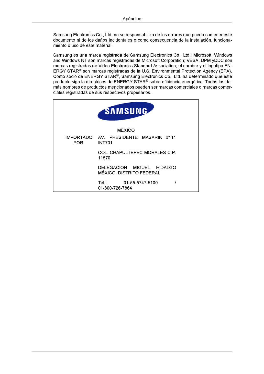 Samsung LS19CMYKFNA/EN, LS19CMYKF/EN, LS19CMYKFZ/EN manual Tel 01-55-5747-5100 01-800-726-7864 