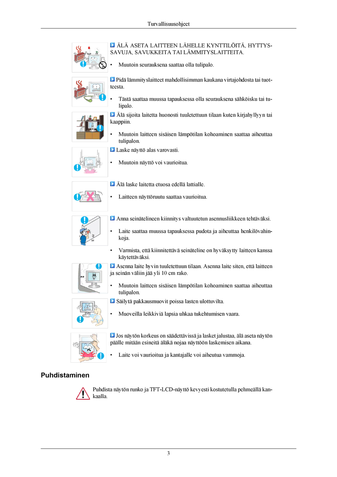 Samsung LS19CMYKF/EN, LS19CMYKFNA/EN, LS19CMYKFZ/EN manual Puhdistaminen 