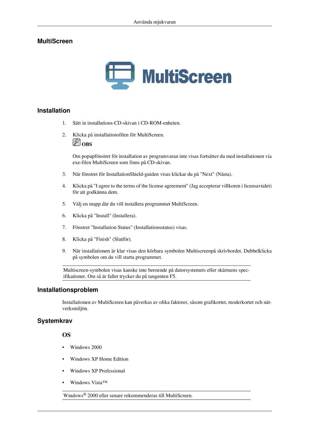 Samsung LS19CMYKFNA/EN, LS19CMYKF/EN, LS19CMYKFZ/EN manual MultiScreen Installation 