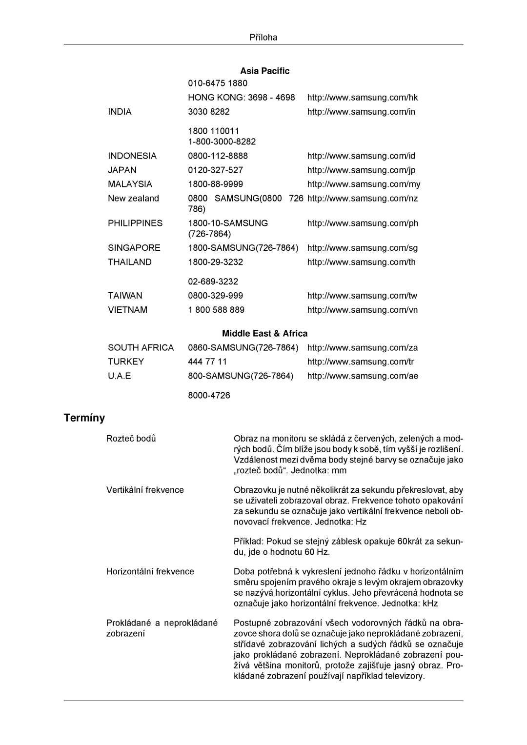 Samsung LS19CMYKFNA/EN, LS19CMYKF/EN manual Termíny 