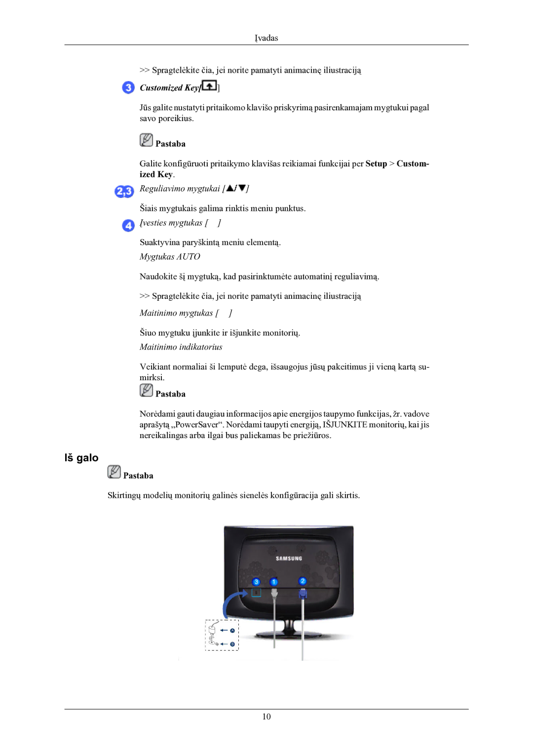 Samsung LS19CMYKFNA/EN manual Iš galo, Ized Key 