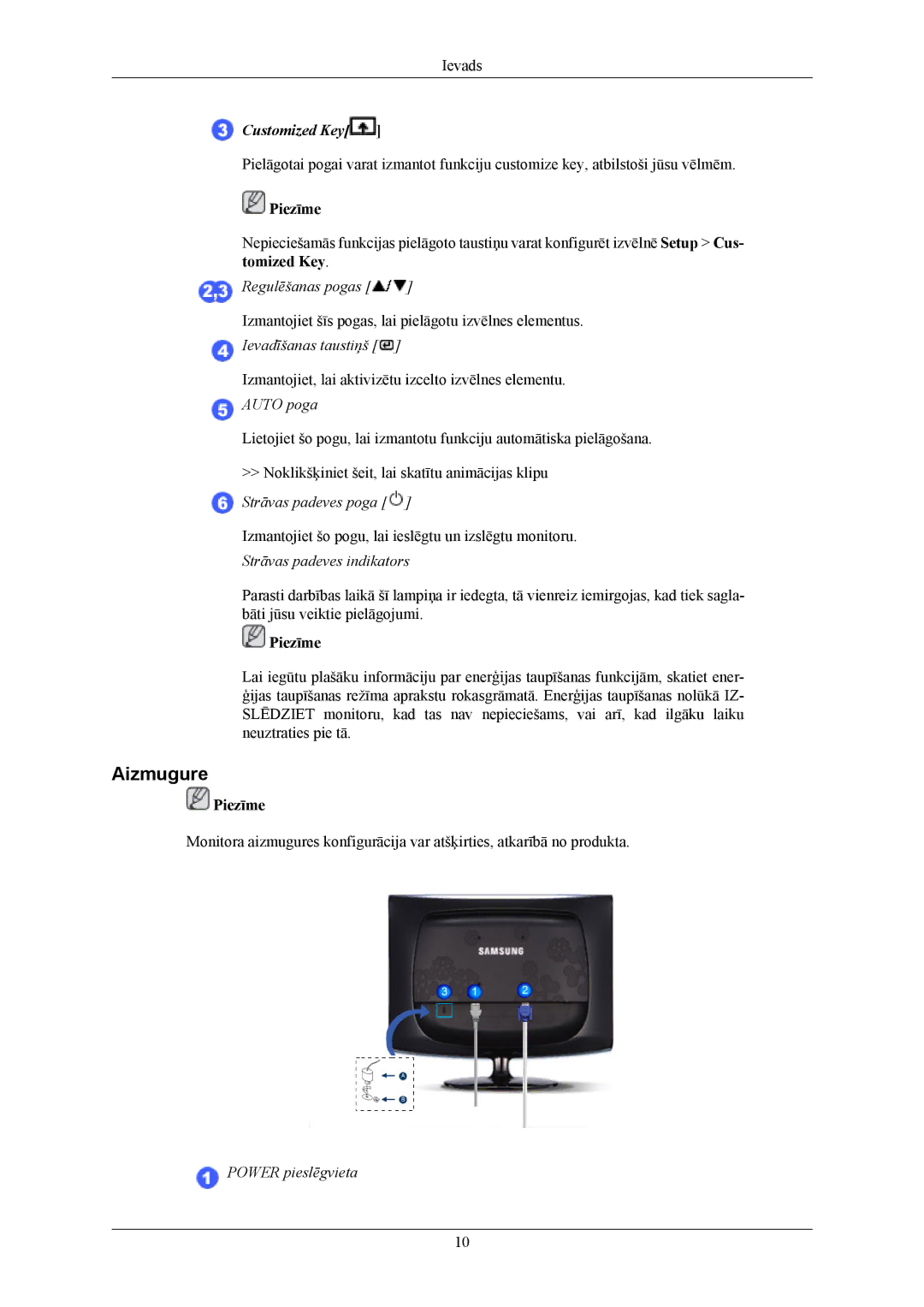 Samsung LS19CMYKFNA/EN manual Aizmugure, Customized Key 