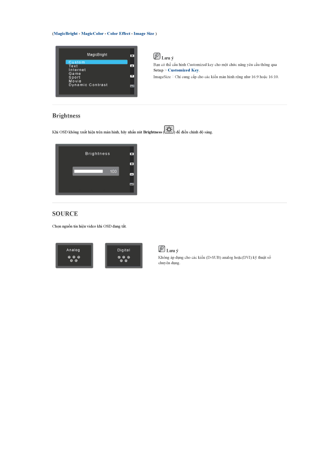 Samsung LS19CMYKFNAMXV, LS20CMYKFMXV, LS19MYYKFNAMXV, LS19CMYKFMXV, LS17CMNSFMXV, LS17MYSKBDAMXV manual Brightness, Source 