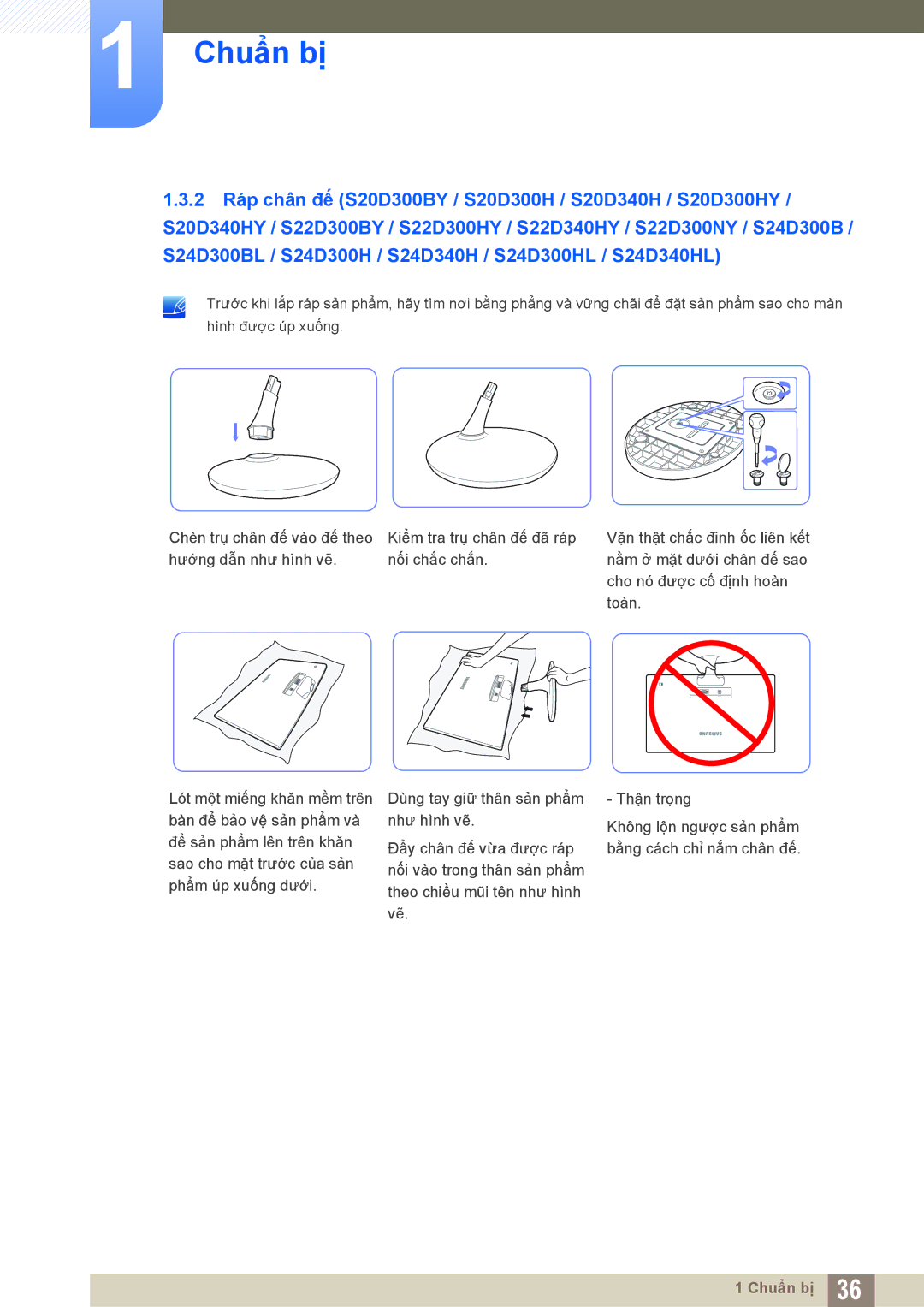 Samsung LS19D300NYMXV, LS20D300HYMXV, LS24D300HL/XV, LS22D300NY/XV manual Chuẩn bị 