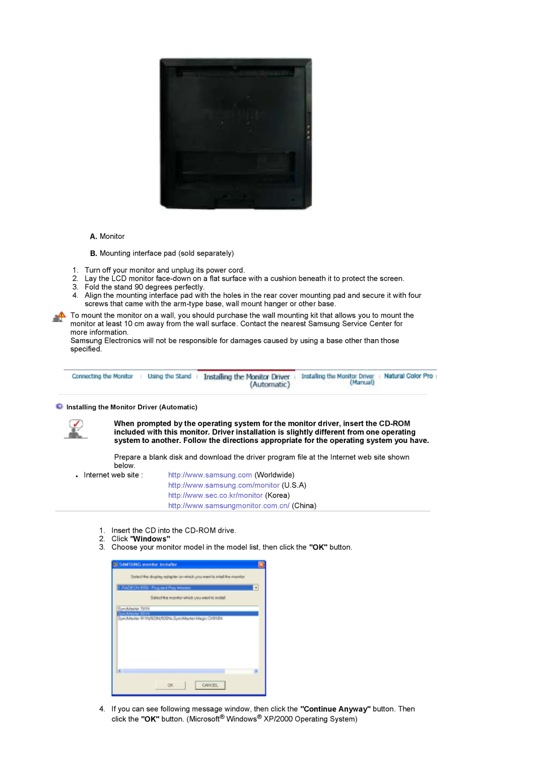 Samsung LS17DOASS6/EDC, LS19DOASS/EDC, LS17DOASS/EDC, LS19DOASS6/EDC, LS19DOASST/EDC, LS17DOASST/EDC manual Click Windows 