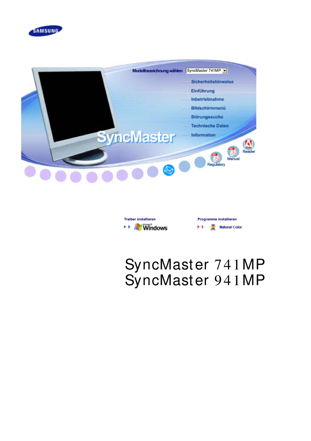 Samsung LS17DOASS/EDC, LS19DOASS/EDC manual SyncMaster 741MP 941MP 