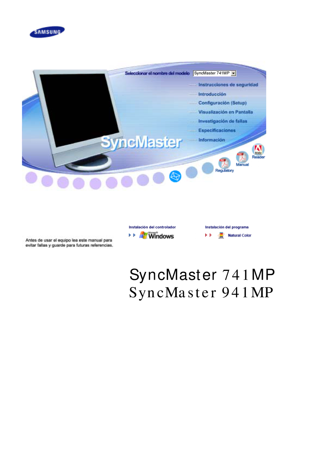 Samsung LS17DOASS/EDC, LS19DOASS/EDC manual SyncMaster 741MP SyncMaster 941MP 