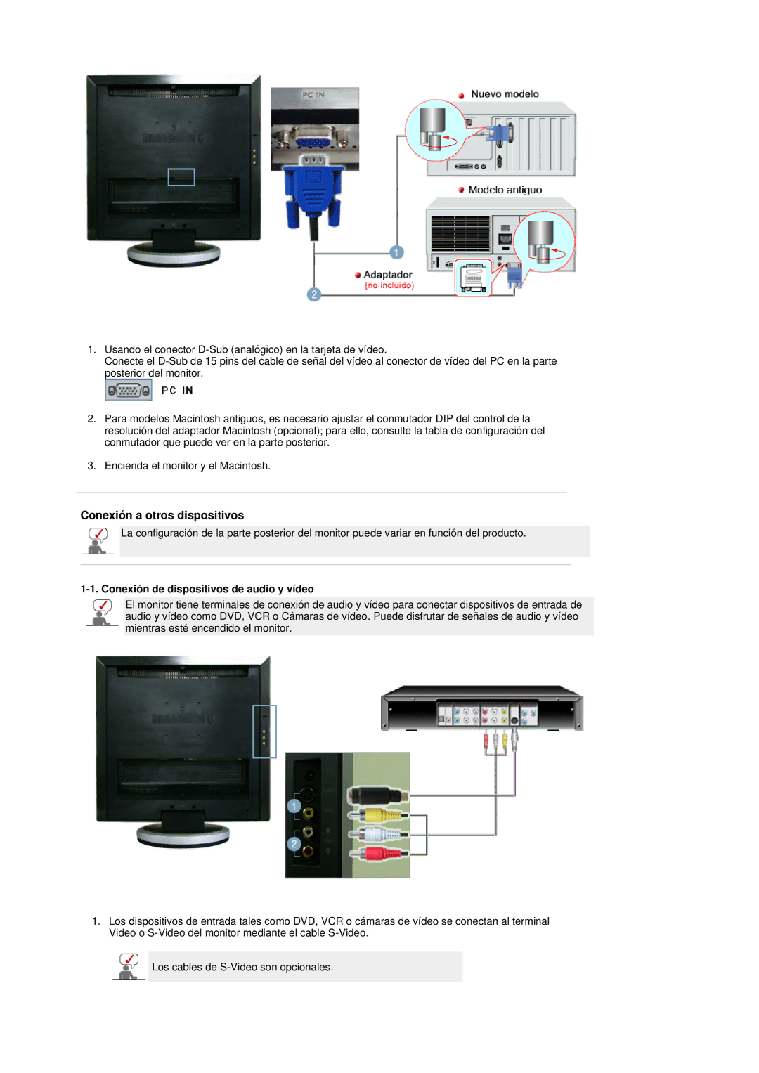 Samsung LS17DOASS/EDC, LS19DOASS/EDC manual Conexión a otros dispositivos, Conexión de dispositivos de audio y vídeo 