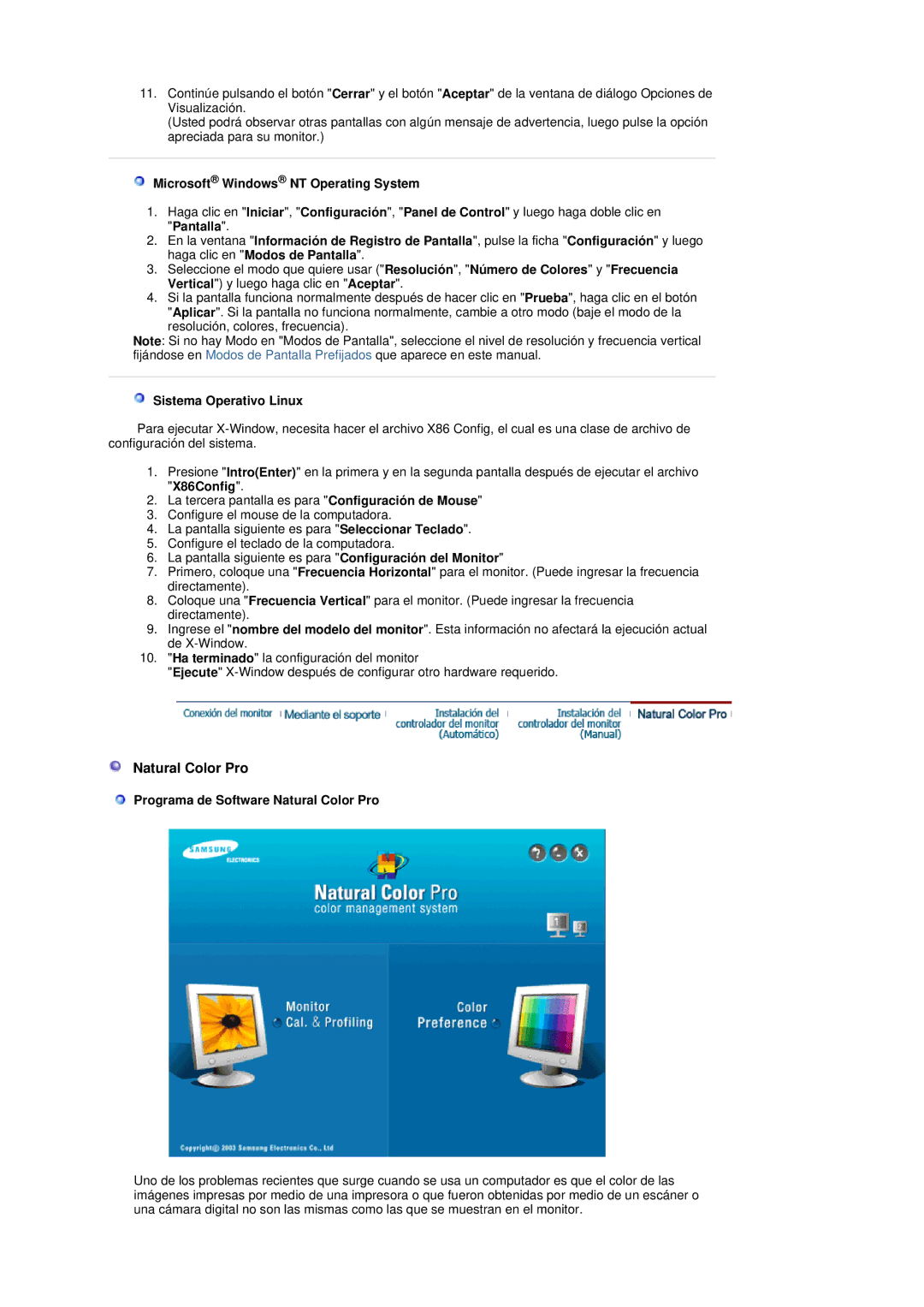 Samsung LS17DOASS/EDC, LS19DOASS/EDC Natural Color Pro, Microsoft Windows NT Operating System, Sistema Operativo Linux 