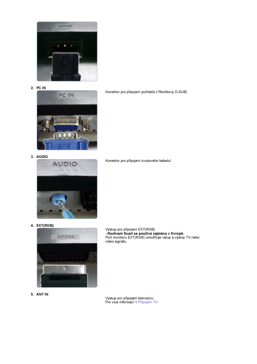 Samsung LS17DOASS/EDC, LS19DOASS/EDC manual Audio, Extrgb, Rozhraní Scart se používá zejména v Evropě, Ant 