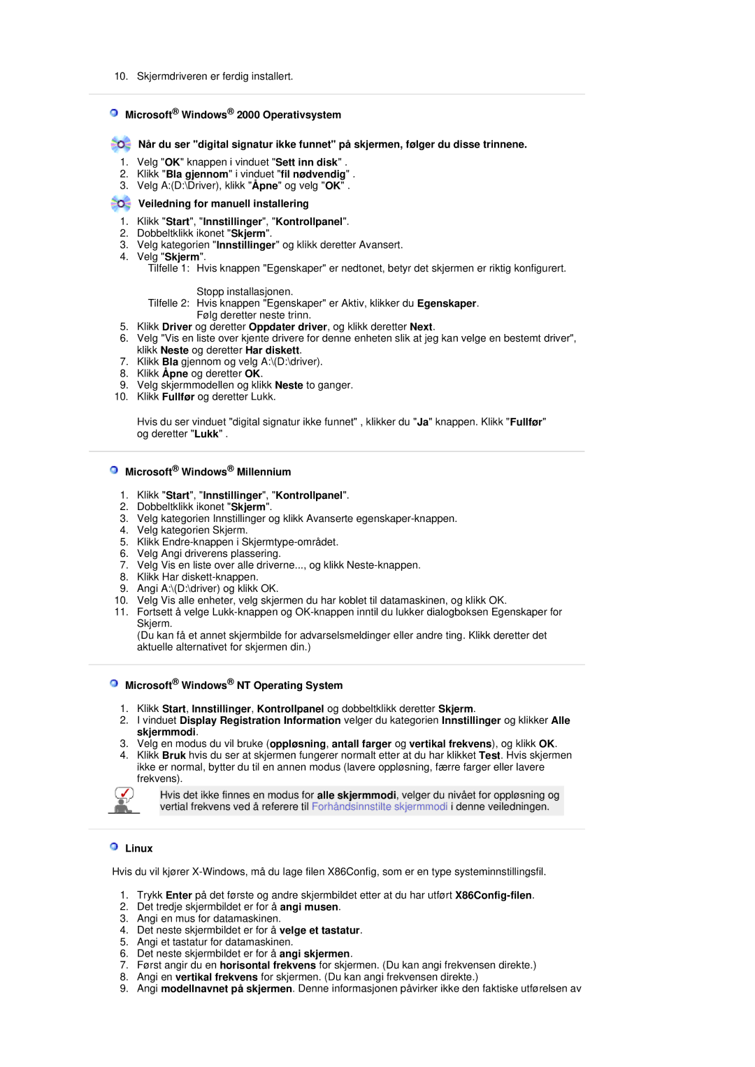 Samsung LS17DOASS/EDC, LS19DOASS/EDC manual Klikk Bla gjennom i vinduet fil nødvendig, Linux 