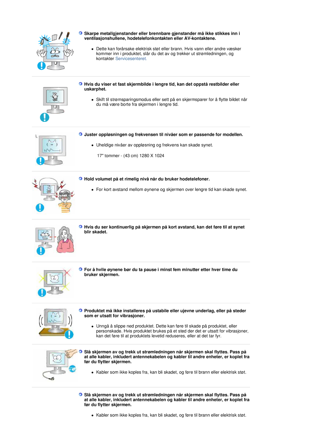 Samsung LS19DOASS/EDC, LS17DOASS/EDC manual Hold volumet på et rimelig nivå når du bruker hodetelefoner 