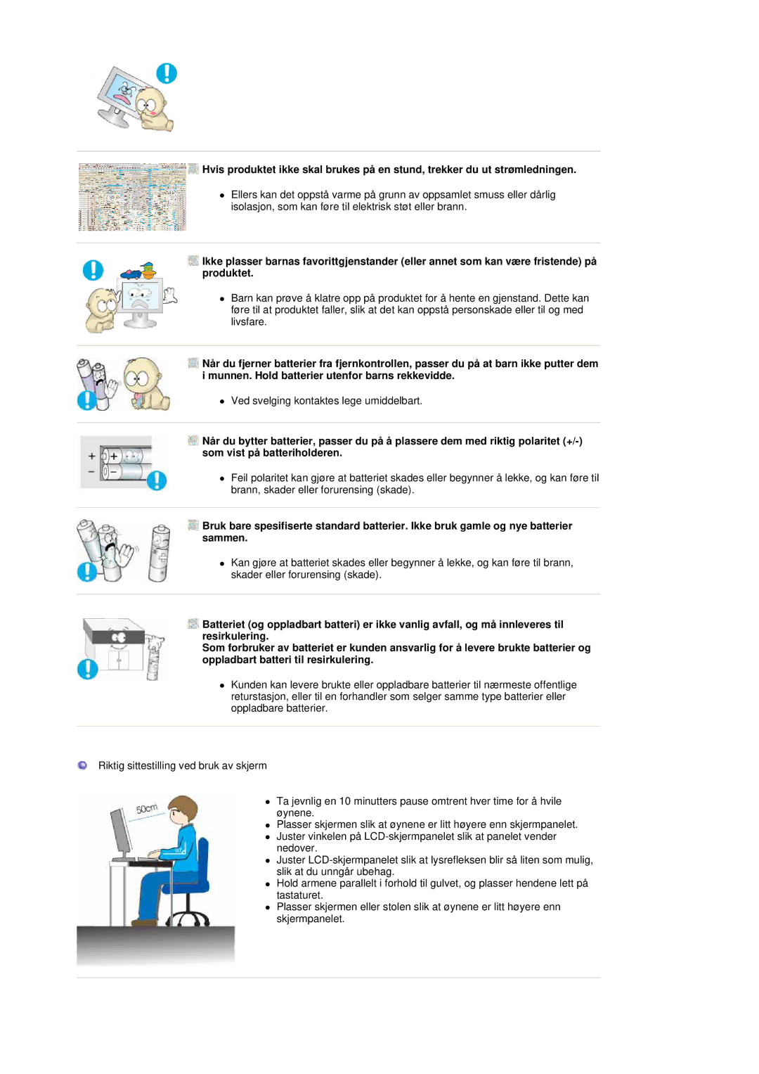 Samsung LS17DOASS/EDC, LS19DOASS/EDC manual Ved svelging kontaktes lege umiddelbart 