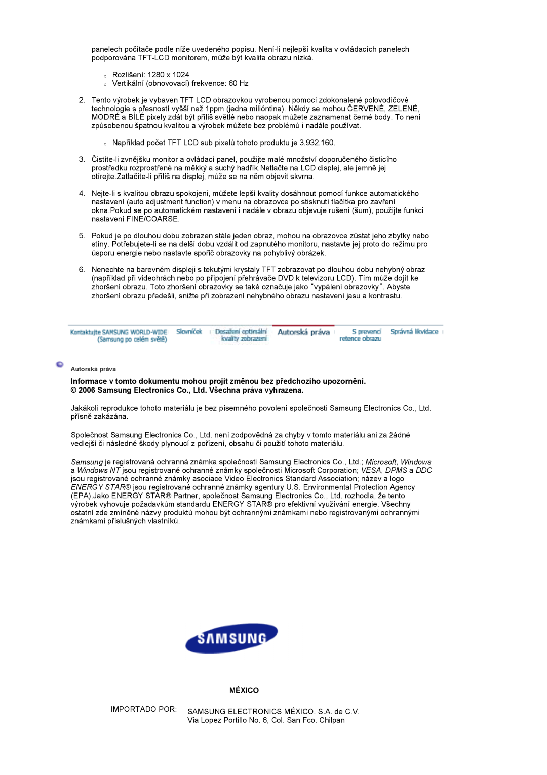 Samsung LS19DOASS/EDC, LS17DOASS/EDC manual México 