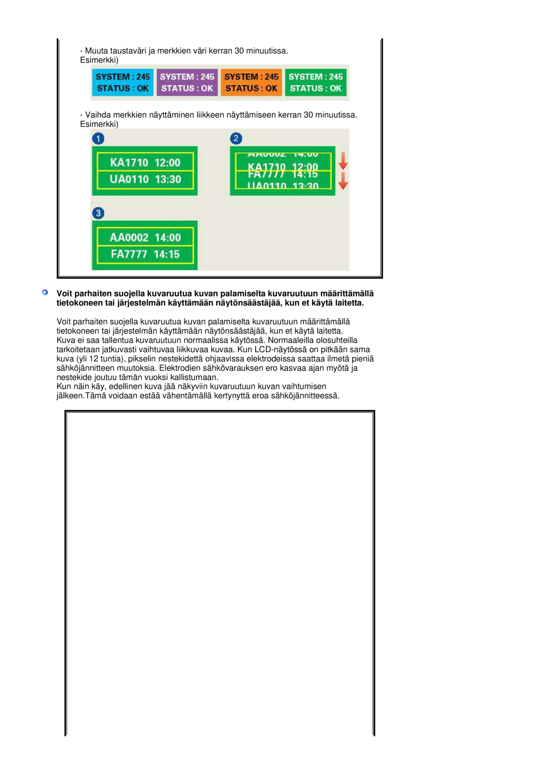 Samsung LS19DOASS/EDC, LS17DOASS/EDC manual Muuta taustaväri ja merkkien väri kerran 30 minuutissa. Esimerkki 