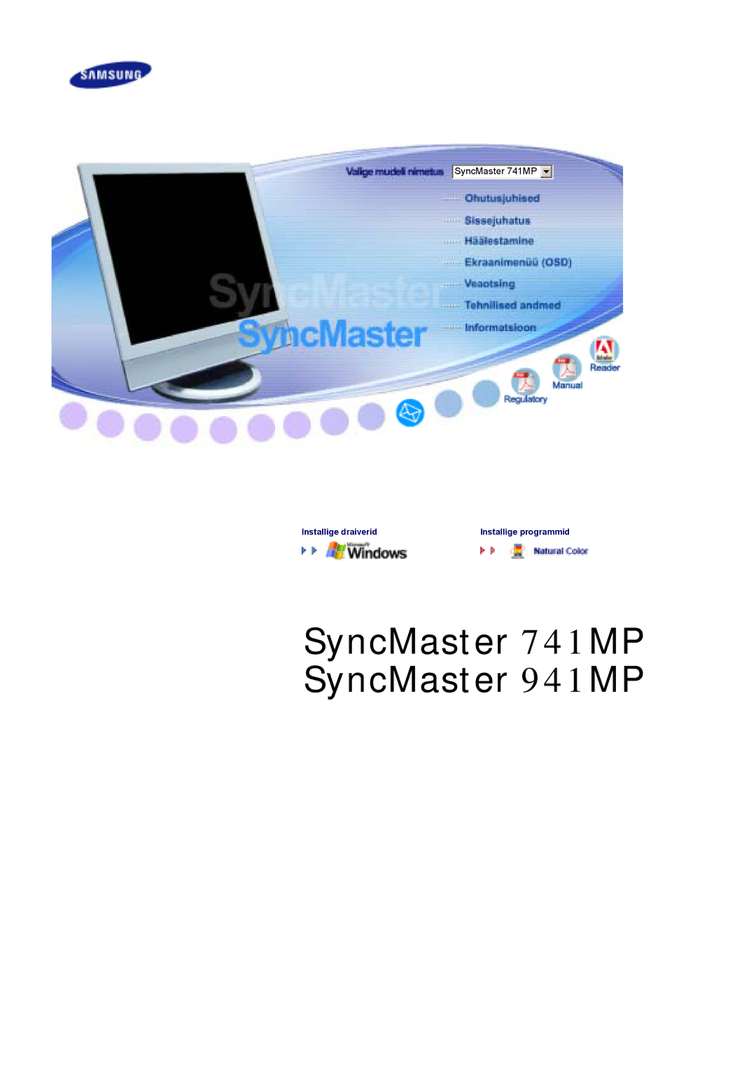 Samsung LS19DOASS/EDC manual SyncMaster 741MP 941MP 