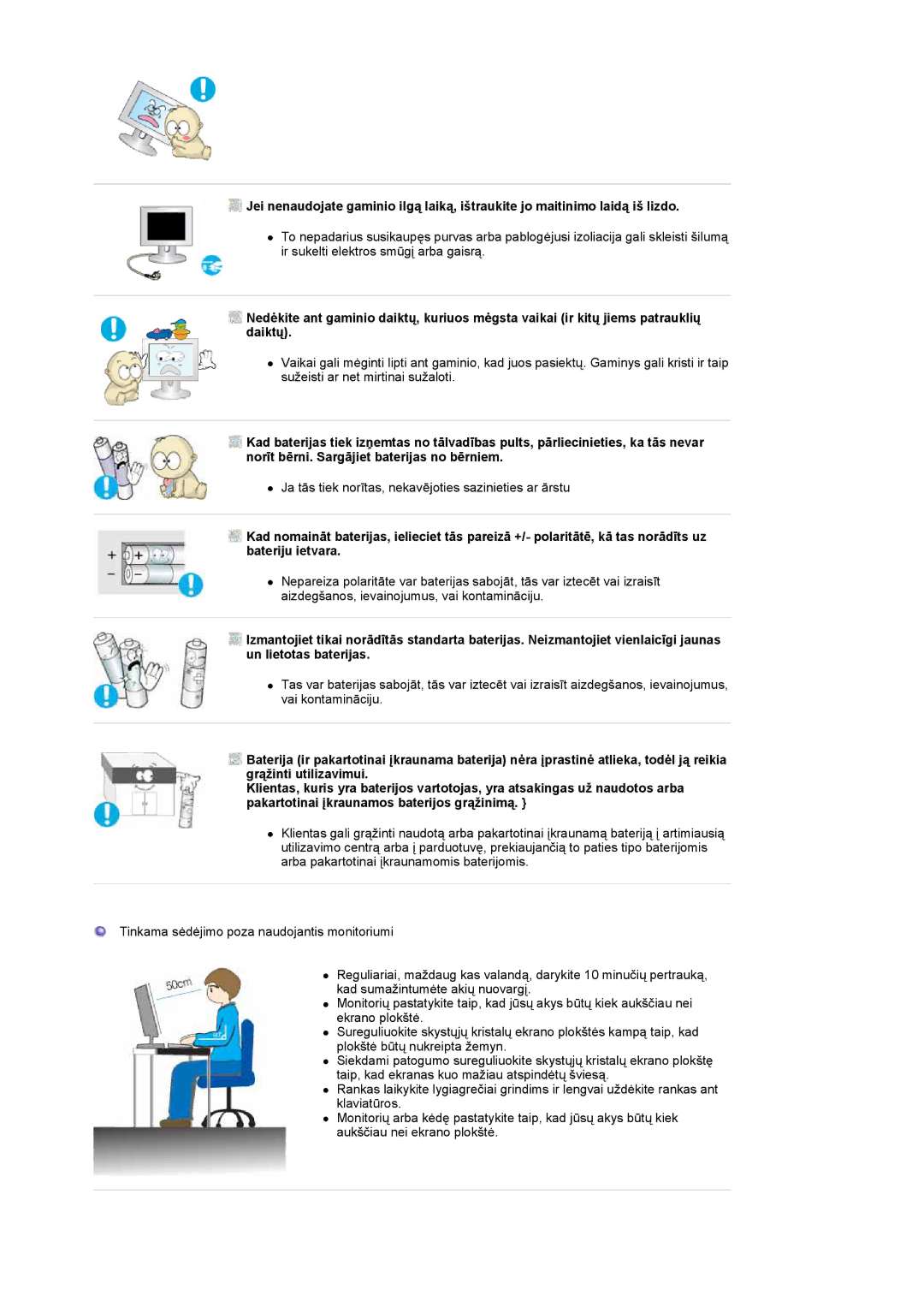 Samsung LS19DOASS/EDC manual Ja tās tiek norītas, nekavējoties sazinieties ar ārstu 