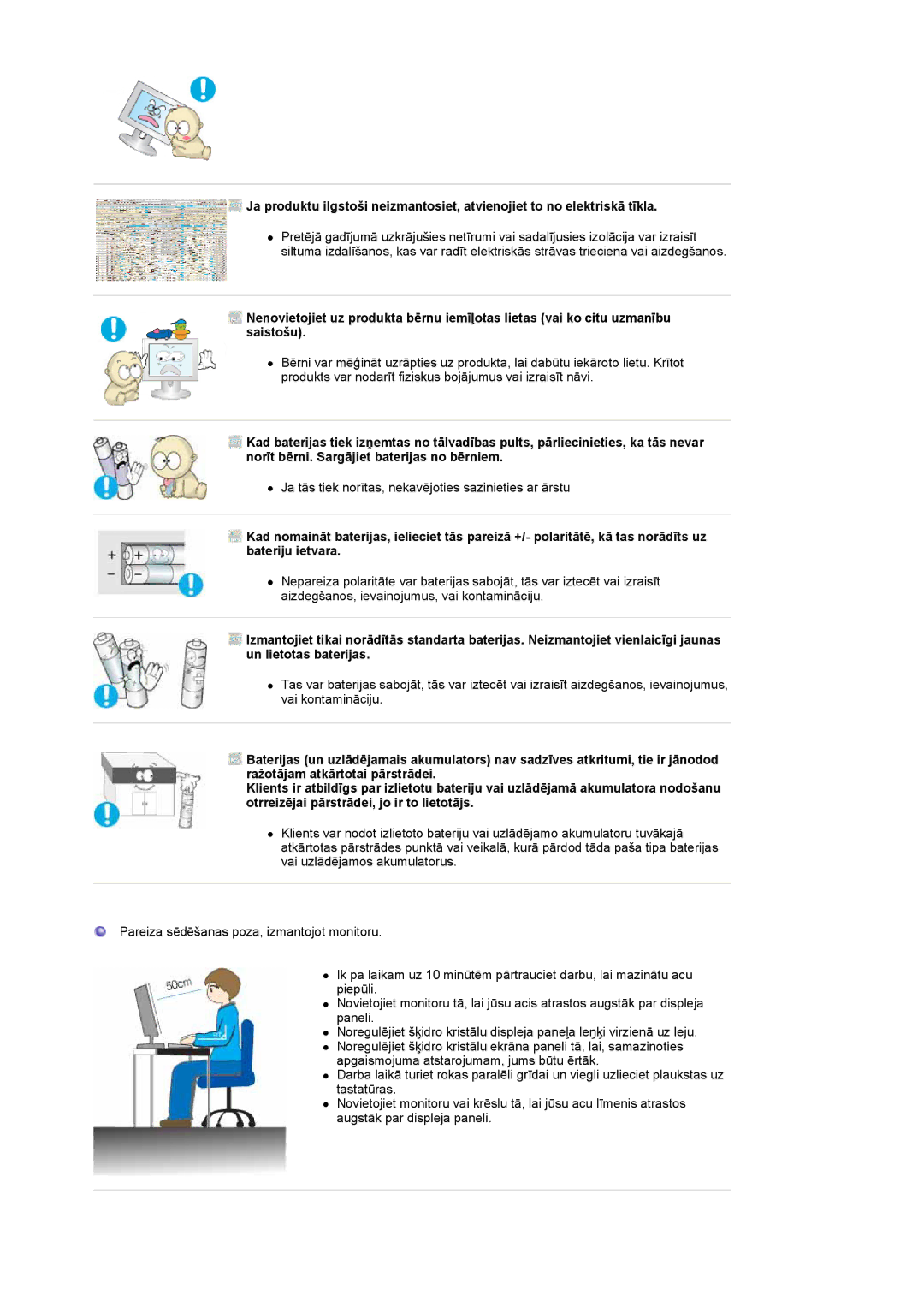 Samsung LS19DOASS/EDC manual Ja tās tiek norītas, nekavējoties sazinieties ar ārstu 