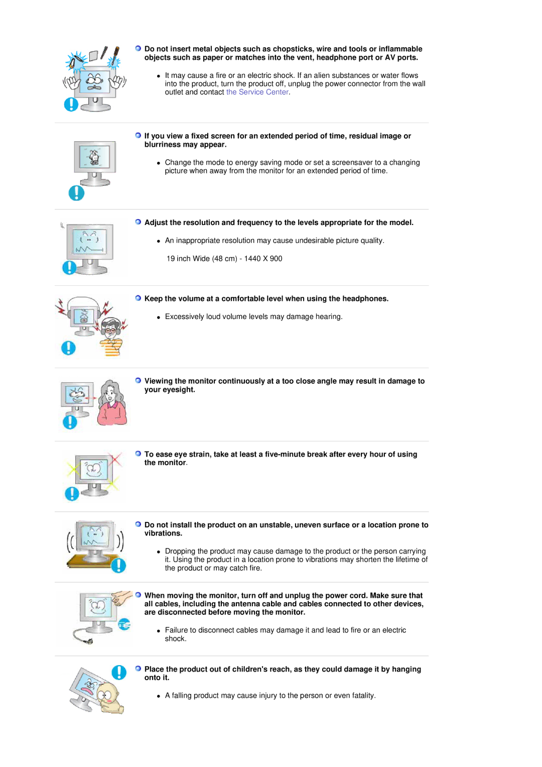 Samsung LS19DOCSS5/XSJ, LS19DOWSS5/XSJ manual Excessively loud volume levels may damage hearing 