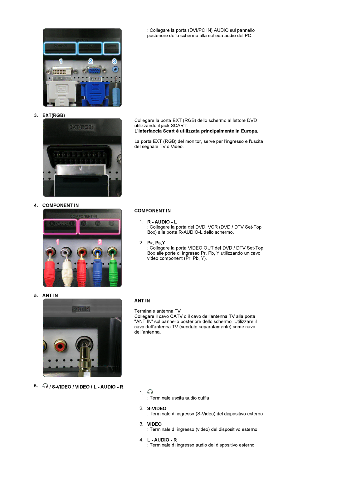 Samsung LS19DOCSS/CLT, LS19DOCSS/EDC, LS19DOWSSZ/EDC, LS19DOWSS/EDC manual Extrgb, Component, Ant, Video 