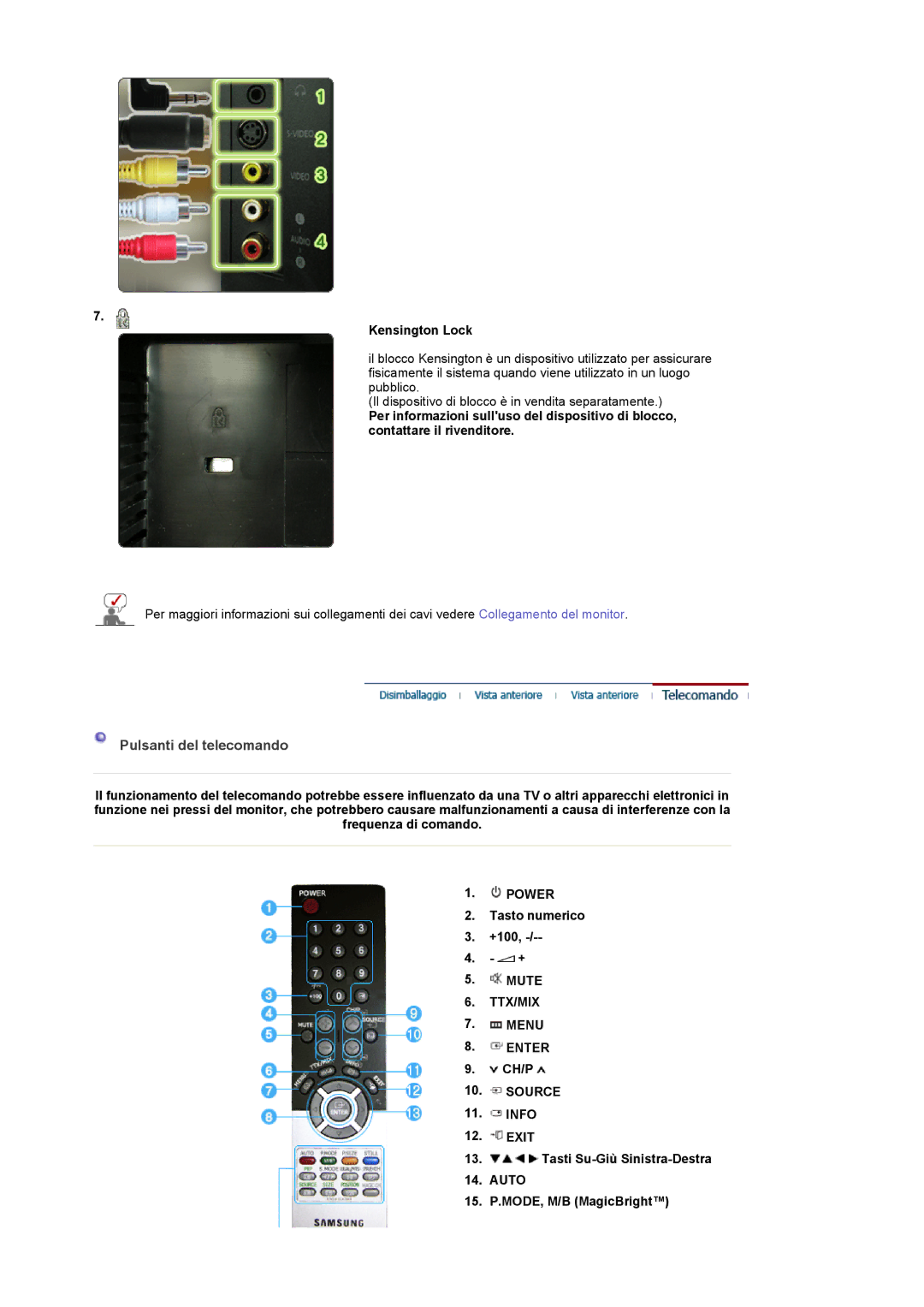 Samsung LS19DOCSS/EDC, LS19DOWSSZ/EDC, LS19DOWSS/EDC, LS19DOCSS/CLT manual Kensington Lock, Ttx/Mix 