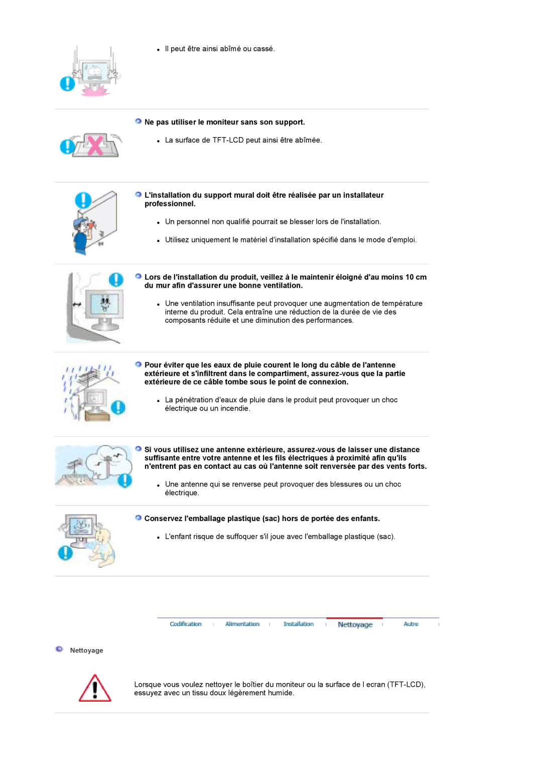 Samsung LS19DOWSS/EDC, LS19DOCSS/EDC, LS19DOWSSZ/EDC manual Ne pas utiliser le moniteur sans son support 