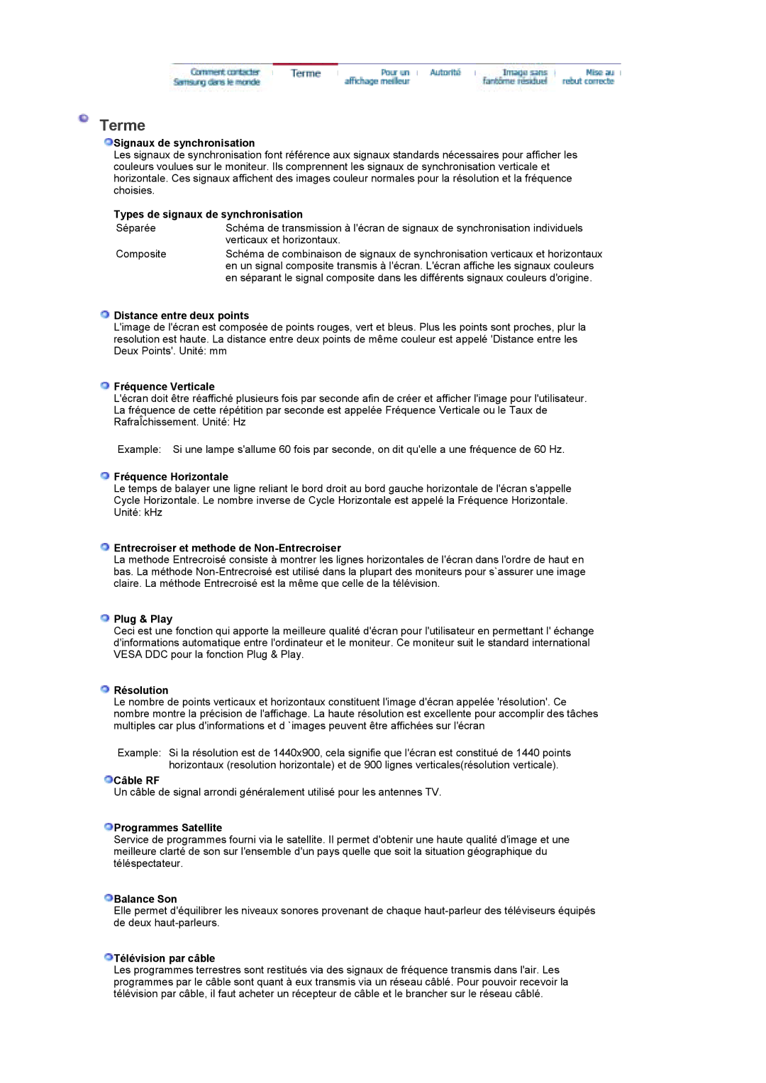 Samsung LS19DOCSS/EDC manual Signaux de synchronisation, Types de signaux de synchronisation, Distance entre deux points 