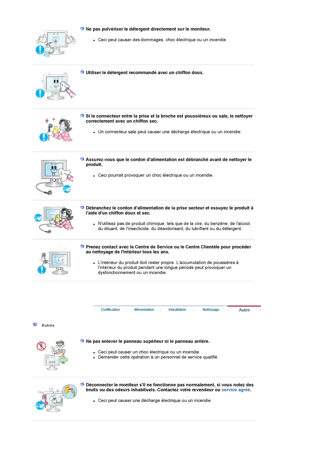 Samsung LS19DOCSS/EDC, LS19DOWSSZ/EDC, LS19DOWSS/EDC manual Ne pas pulvériser le détergent directement sur le moniteur 