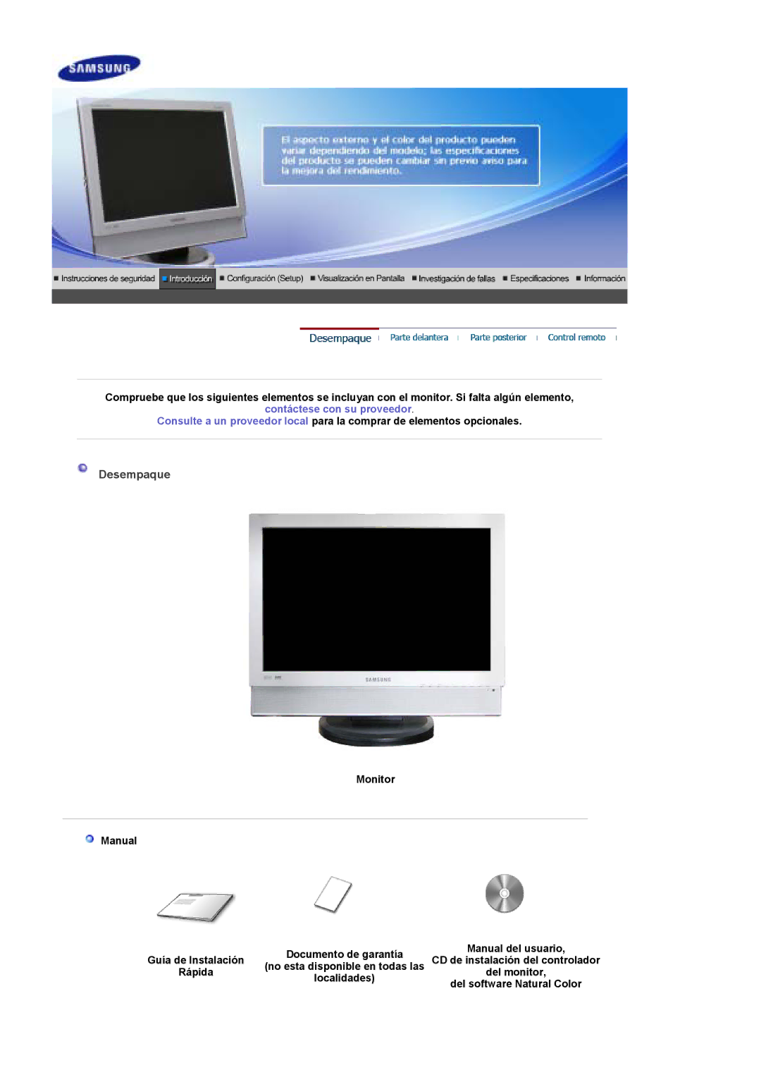 Samsung LS19DOWSS/EDC, LS19DOCSS/EDC, LS19DOWSSZ/EDC manual Monitor Manual, Rápida 