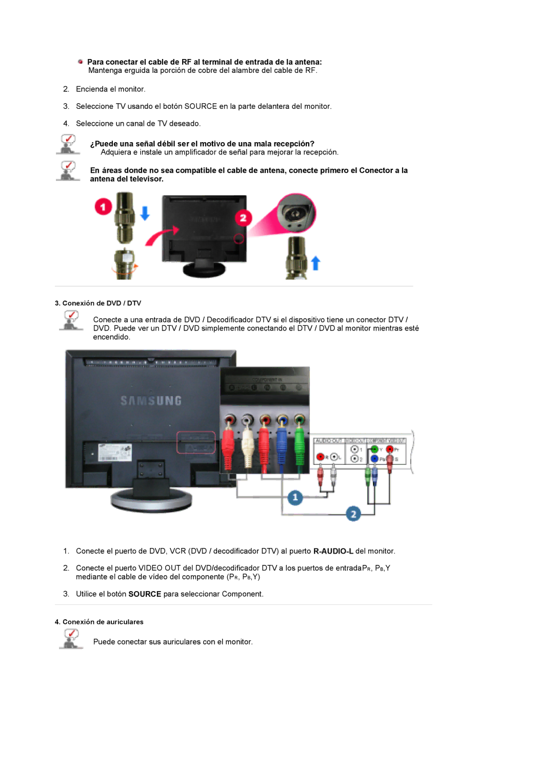 Samsung LS19DOWSS/EDC, LS19DOCSS/EDC, LS19DOWSSZ/EDC manual ¿Puede una señal débil ser el motivo de una mala recepción? 