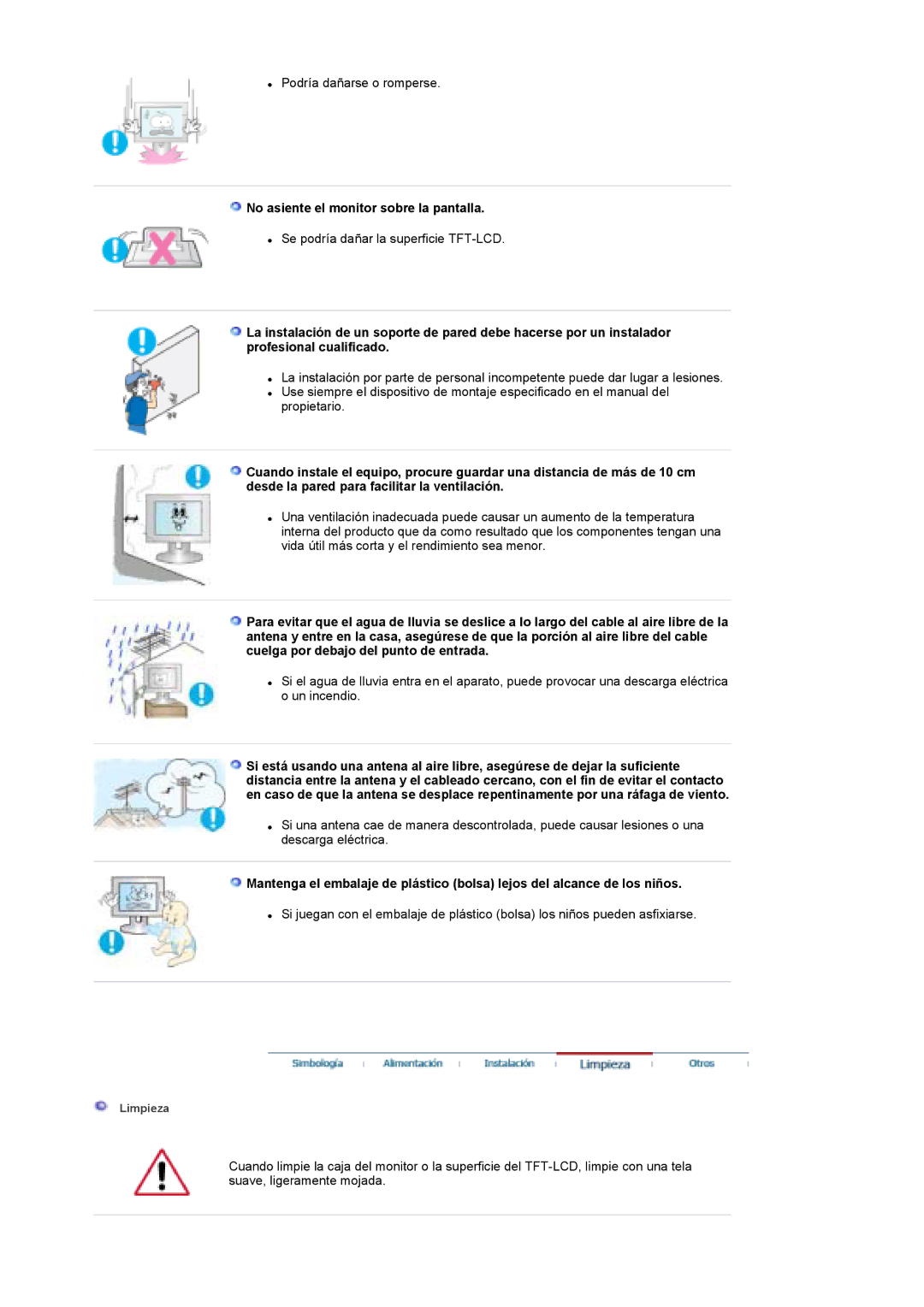 Samsung LS19DOWSS/EDC, LS19DOCSS/EDC, LS19DOWSSZ/EDC manual No asiente el monitor sobre la pantalla 