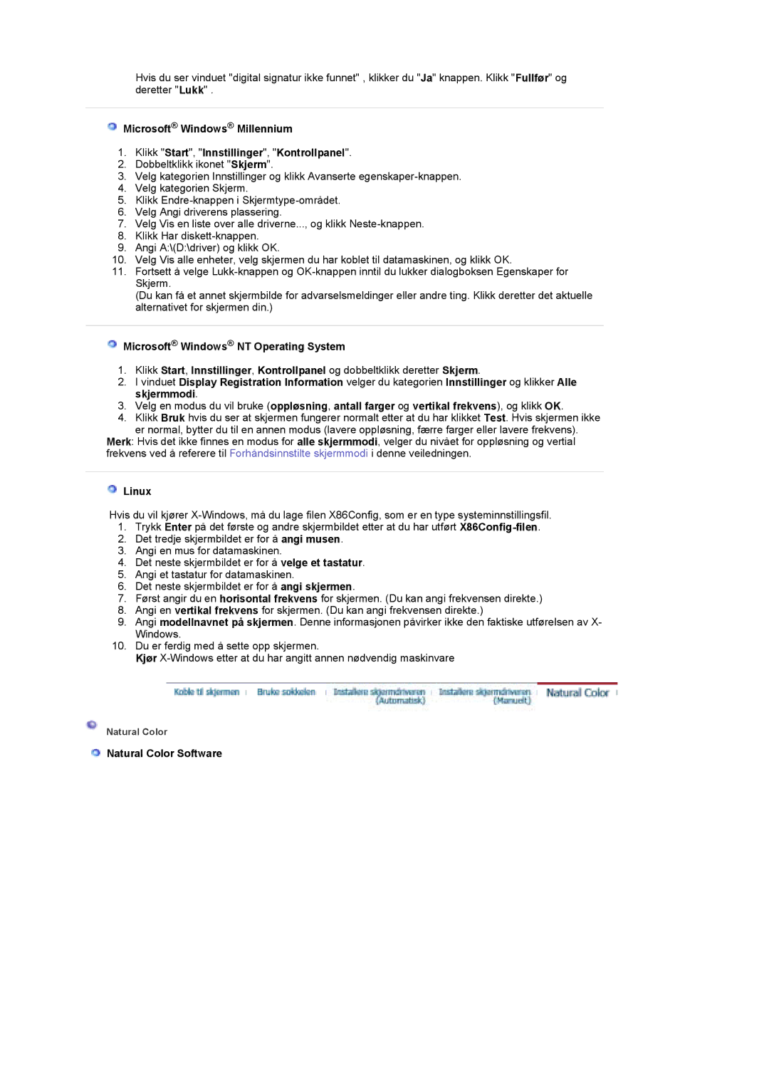 Samsung LS19DOWSSZ/EDC, LS19DOCSS/EDC, LS19DOWSS/EDC manual Linux, Natural Color Software 