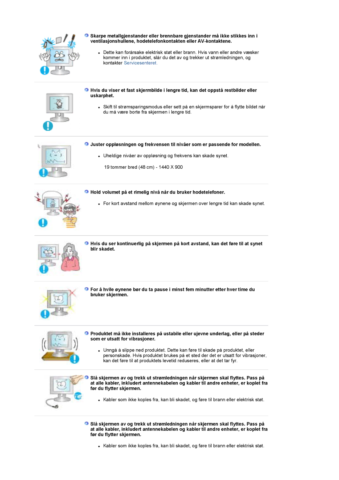 Samsung LS19DOWSS/EDC, LS19DOCSS/EDC, LS19DOWSSZ/EDC manual Hold volumet på et rimelig nivå når du bruker hodetelefoner 