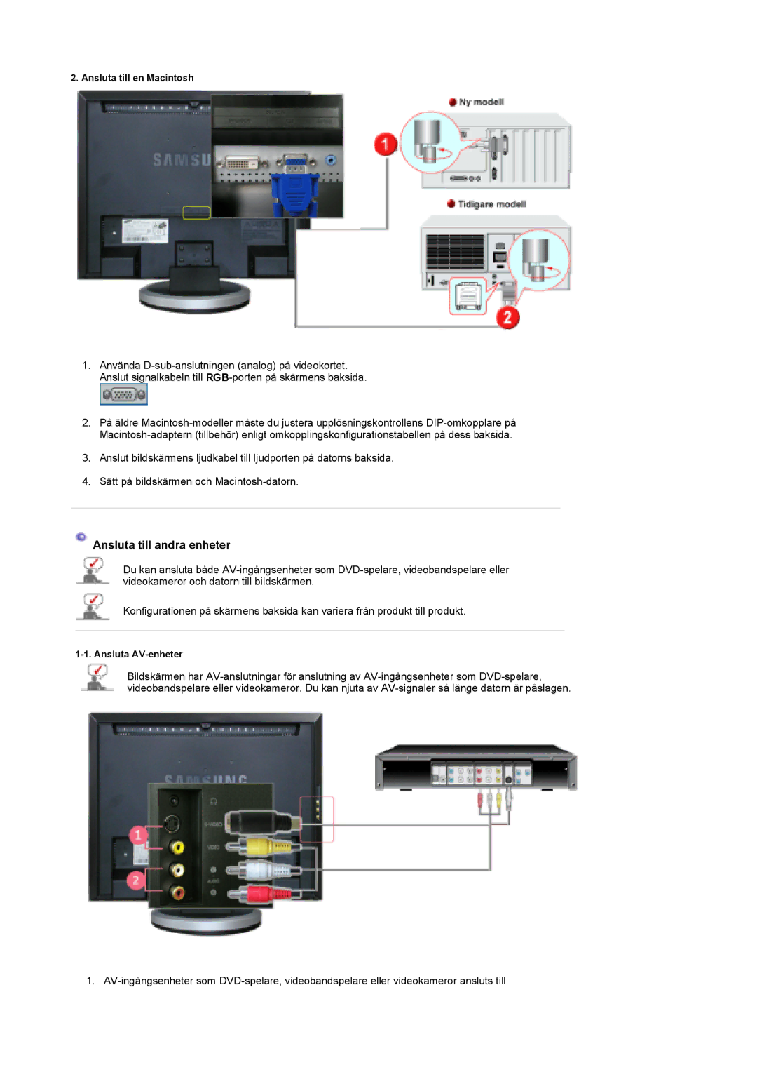 Samsung LS19DOWSS/EDC, LS19DOCSS/EDC, LS19DOWSSZ/EDC manual Ansluta till andra enheter 