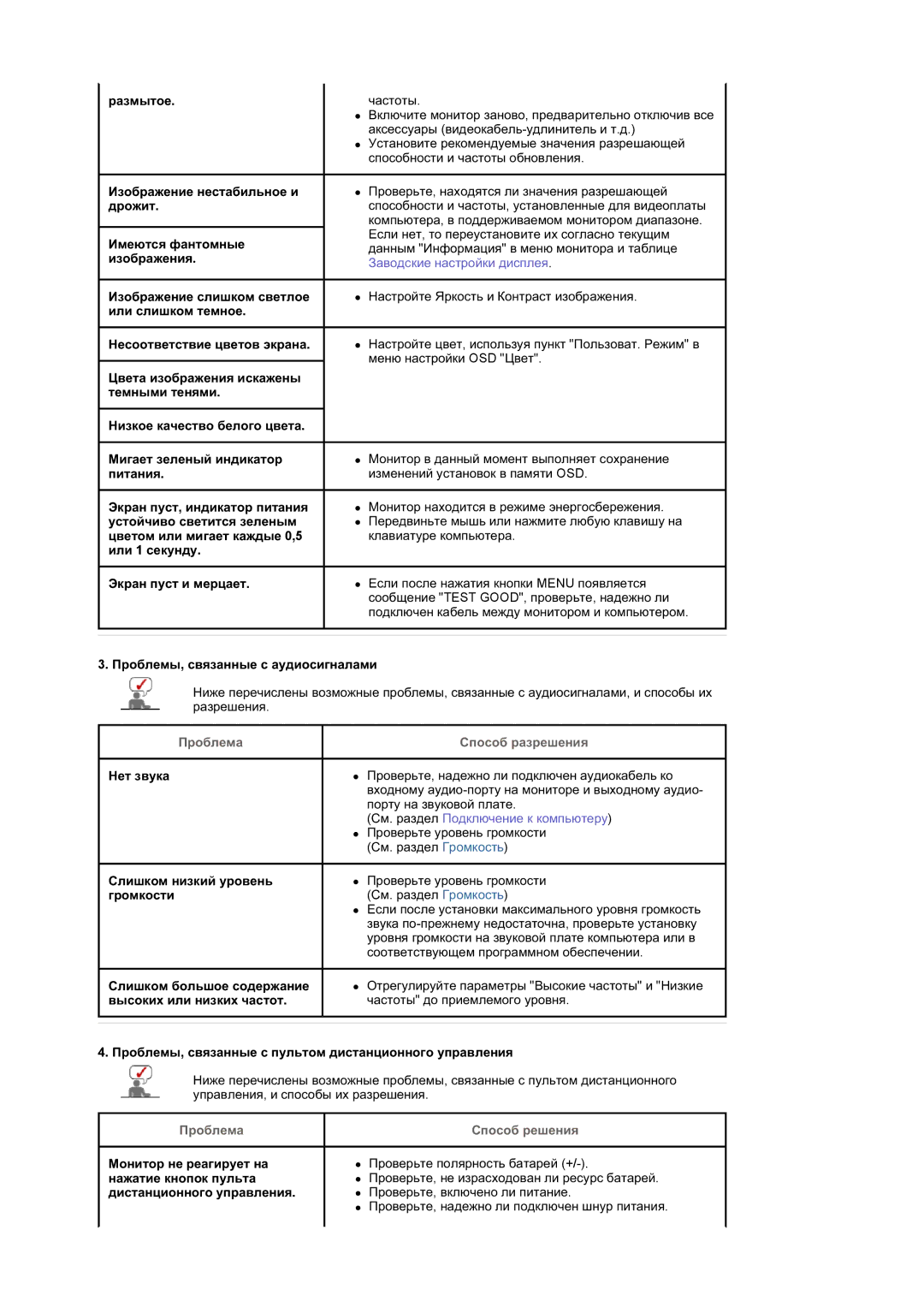 Samsung LS19DOWSSZ/EDC, LS19DOCSS/EDC, LS19DOWSS/EDC manual Ɉɪɨɛɥɟɦɚ Ɋɩɨɫɨɛ ɪɟɲɟɧɢɹ 