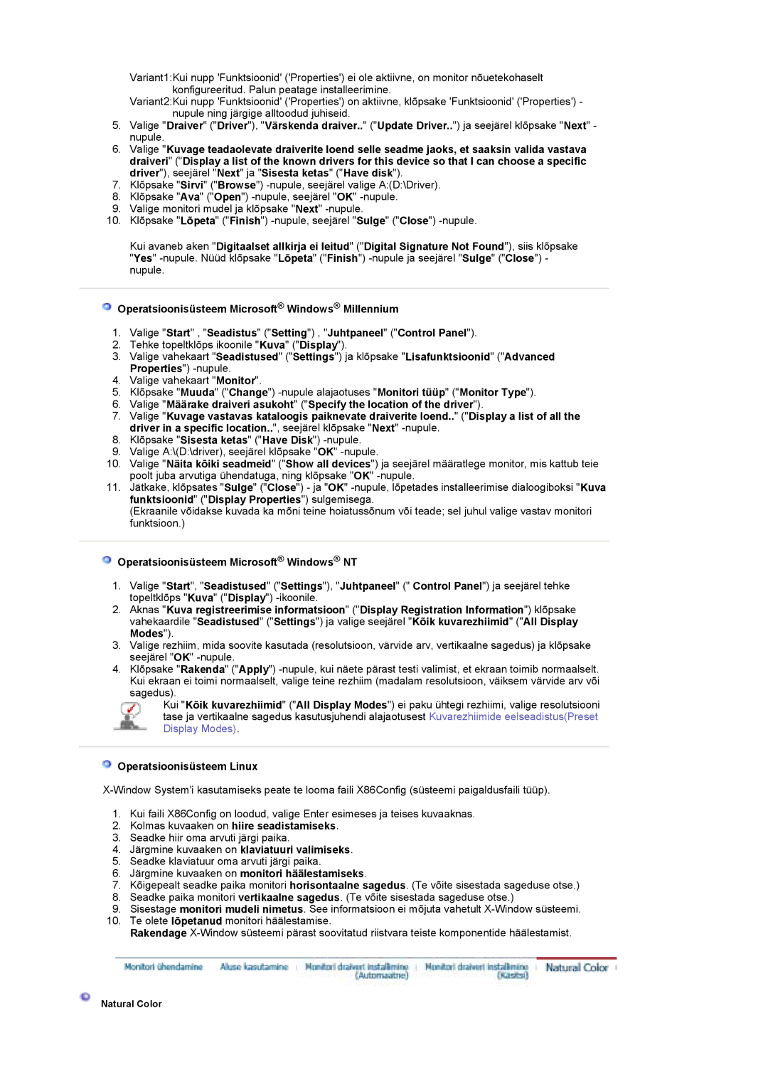 Samsung LS19DOCSS/EDC manual Operatsioonisüsteem Linux, Järgmine kuvaaken on monitori häälestamiseks 