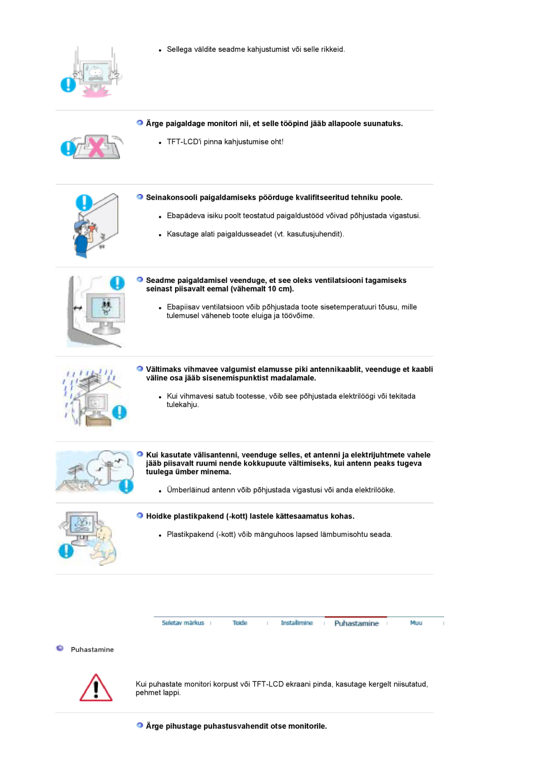 Samsung LS19DOCSS/EDC manual Hoidke plastikpakend -kott lastele kättesaamatus kohas 