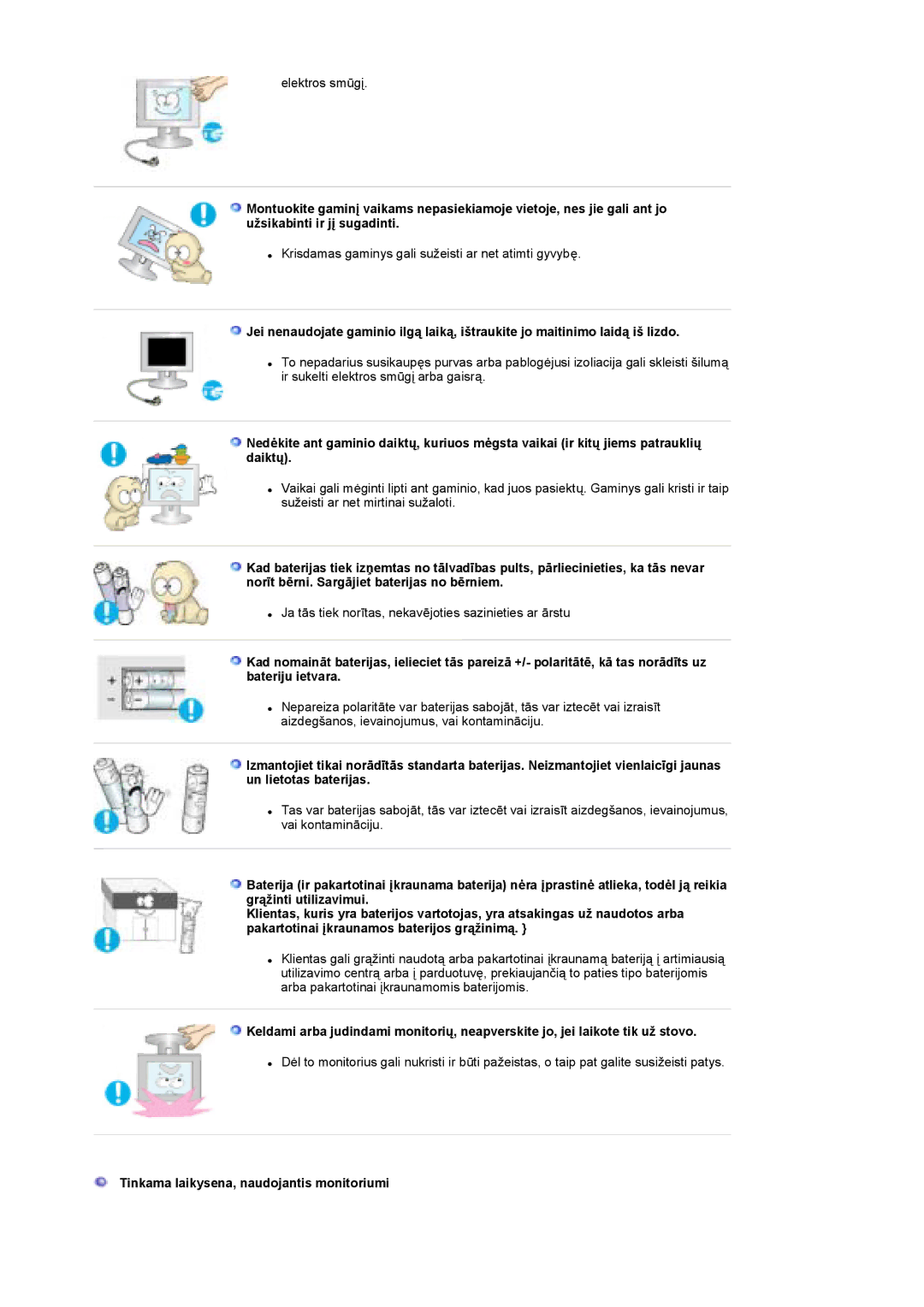 Samsung LS19DOCSS/EDC manual Tinkama laikysena, naudojantis monitoriumi 