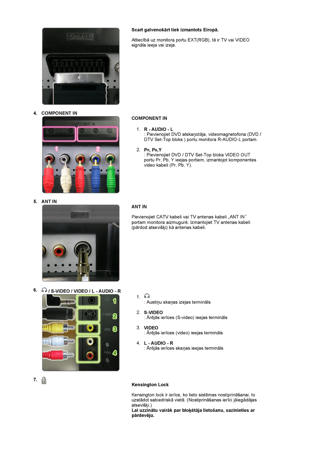 Samsung LS19DOCSS/EDC manual Component, Ant, Video 