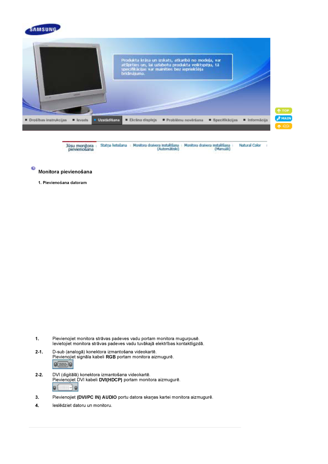 Samsung LS19DOCSS/EDC manual Monitora pievienošana 