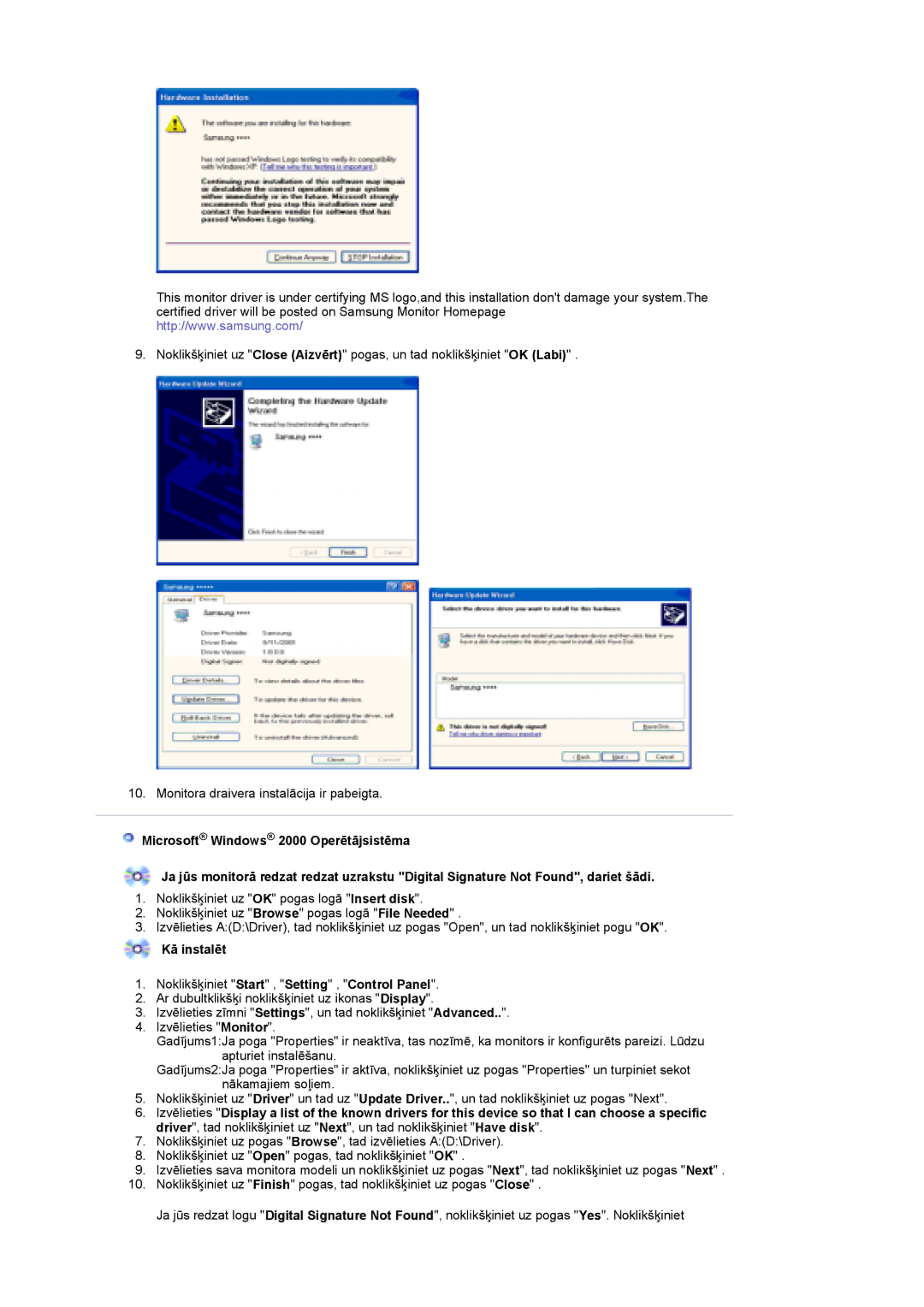 Samsung LS19DOCSS/EDC manual Kā instalēt 