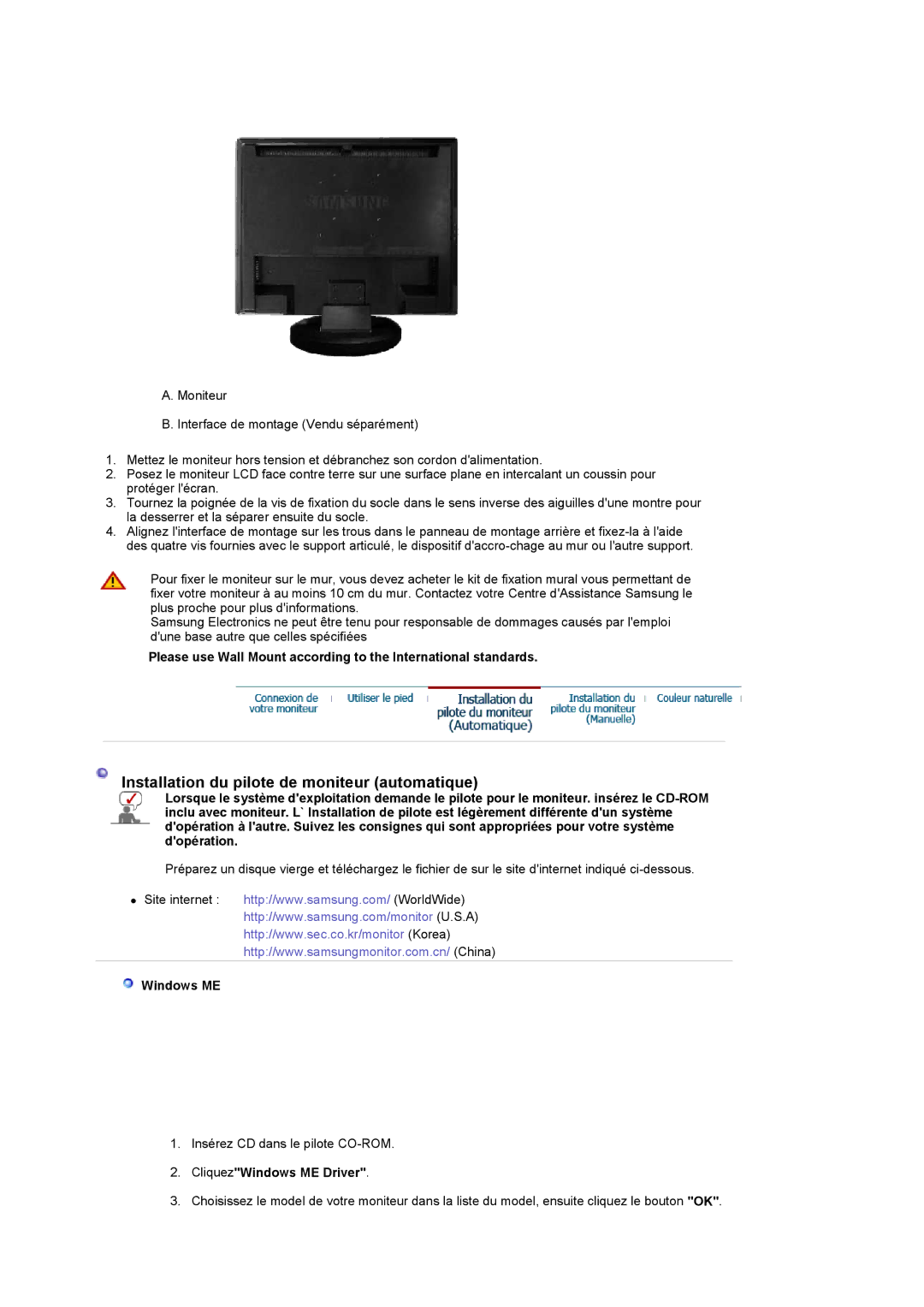 Samsung LS19DOCSSK/EDC manual CliquezWindows ME Driver 